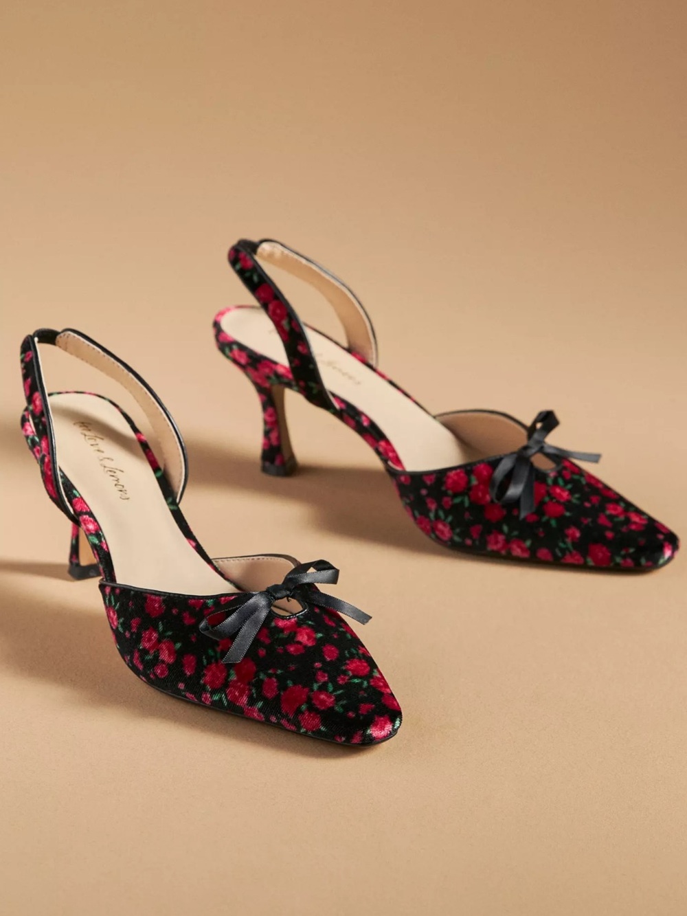 For Love and Lemons Lyanna Velvet Floral Slingback Heel | 40 NWOT